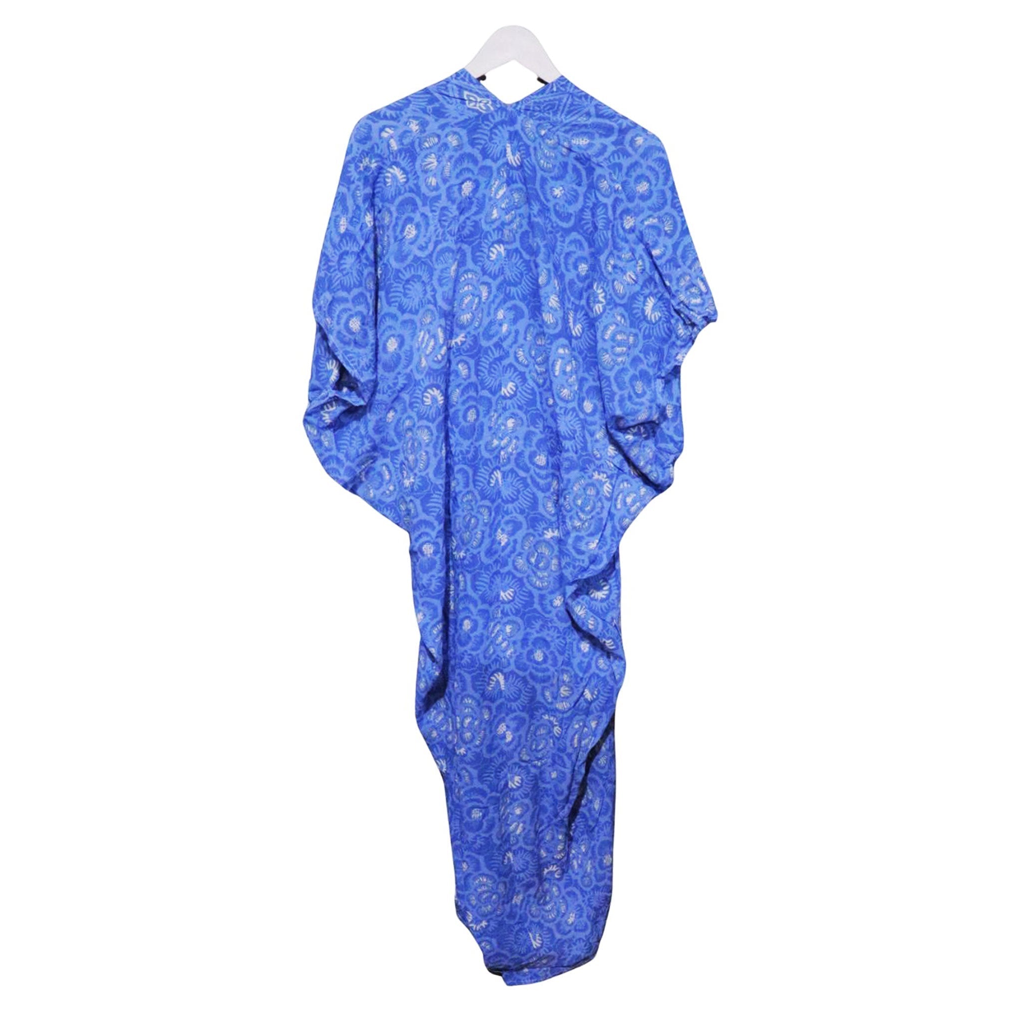 Hand Dyed Kaftan Dress Rayon Vegan Eco-friendly Material, Maxi, Long, Blue roses Dress La Vie Bien Hand Dyed Kaftan Dress Rayon Vegan Eco-friendly Material, Maxi, Long, Blue roses