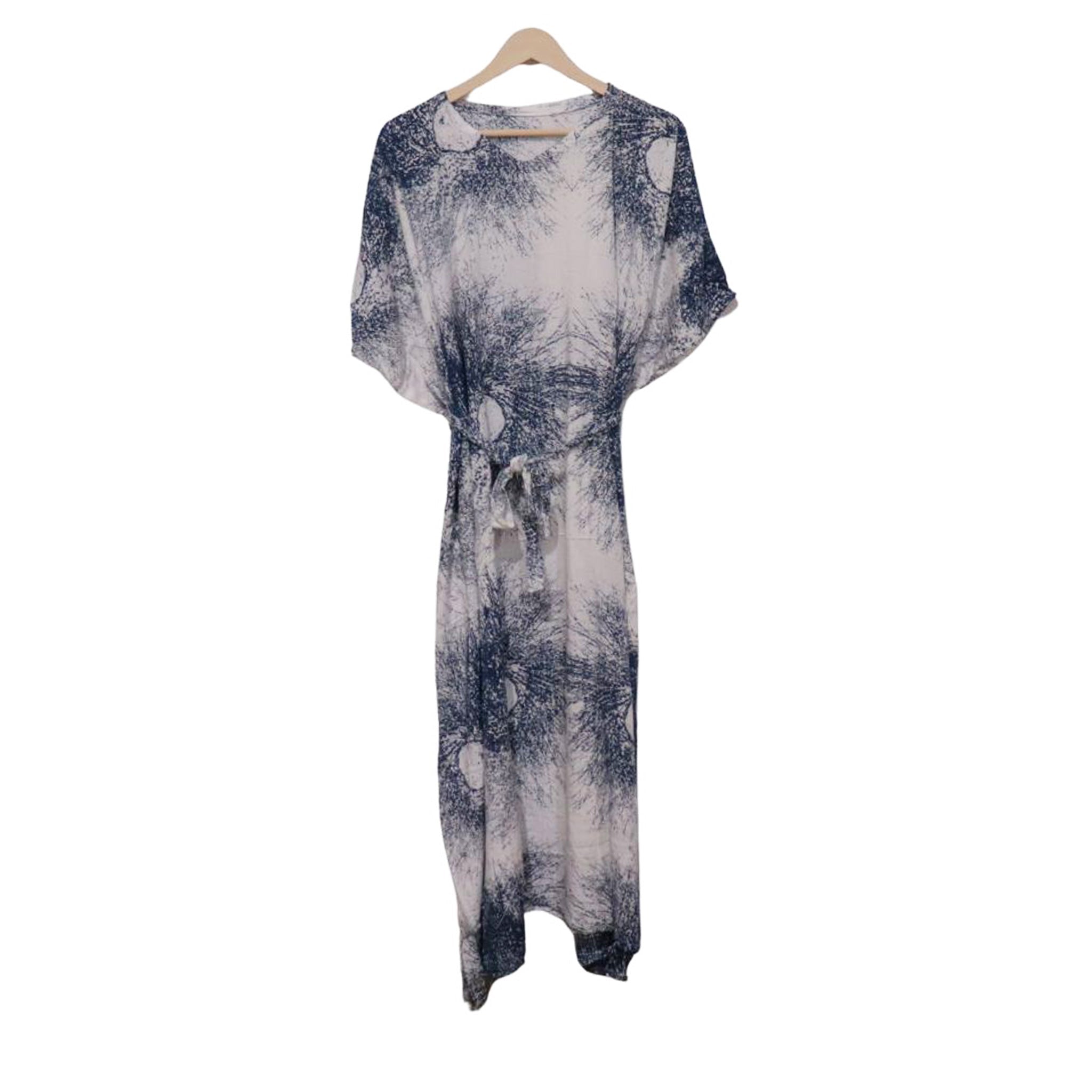 Hand Dyed Kaftan Dress Rayon Vegan Eco - friendly Material, Maxi, Long, Vine Navy Dress La Vie Bien Hand Dyed Kaftan Dress Rayon Vegan Eco - friendly Material, Maxi, Long, Vine Navy