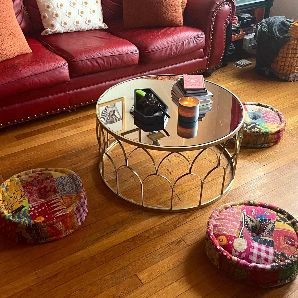 Hand Embroidered Floor Pouf Home Decor La Vie Bien Hand Embroidered Floor Pouf