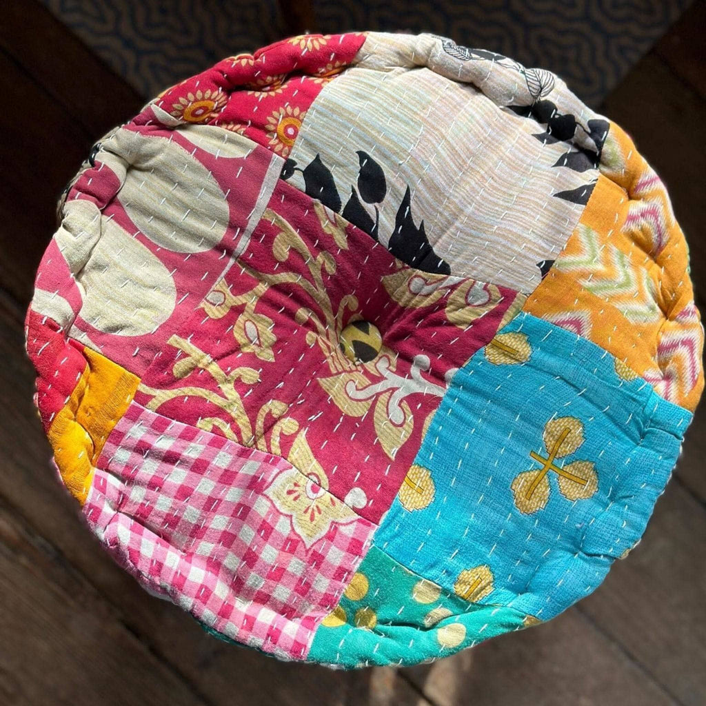 Hand Embroidered Floor Pouf Home Decor La Vie Bien Hand Embroidered Floor Pouf