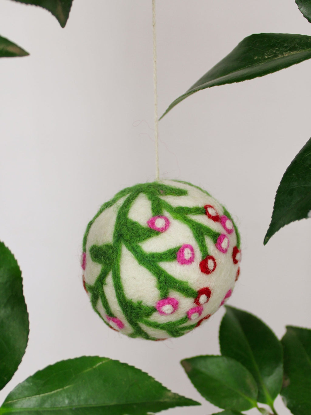 Hand Felted Wool Ball Ornament - Berry Spray ornament La Vie Bien Hand Felted Wool Ball Ornament - Berry Spray