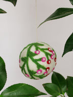 Hand Felted Wool Ball Ornament - Berry Spray ornament La Vie Bien Hand Felted Wool Ball Ornament - Berry Spray