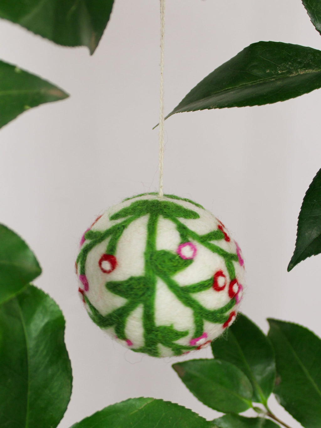 Hand Felted Wool Ball Ornament - Berry Spray ornament La Vie Bien Hand Felted Wool Ball Ornament - Berry Spray