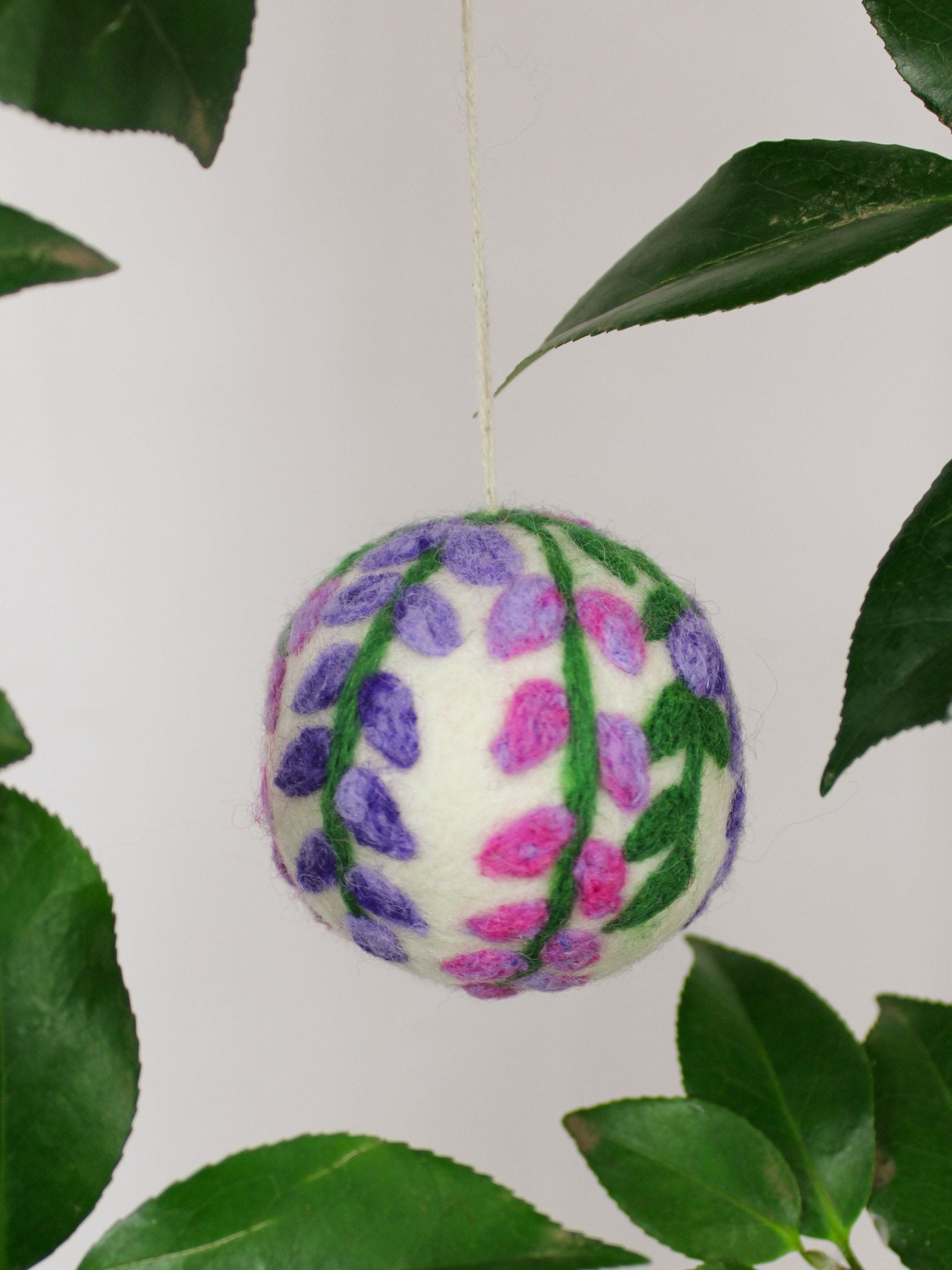 Hand Felted Wool Ball Ornament - Wisteria Bough ornament La Vie Bien Hand Felted Wool Ball Ornament - Wisteria Bough