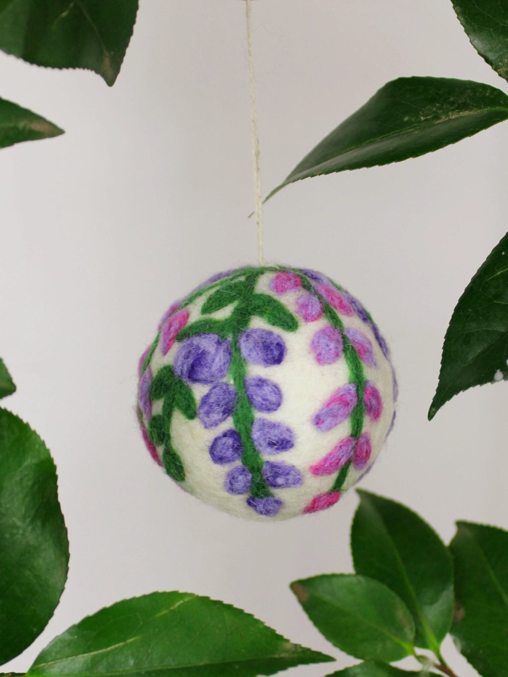 Hand Felted Wool Ball Ornament - Wisteria Bough by Ash & Rose