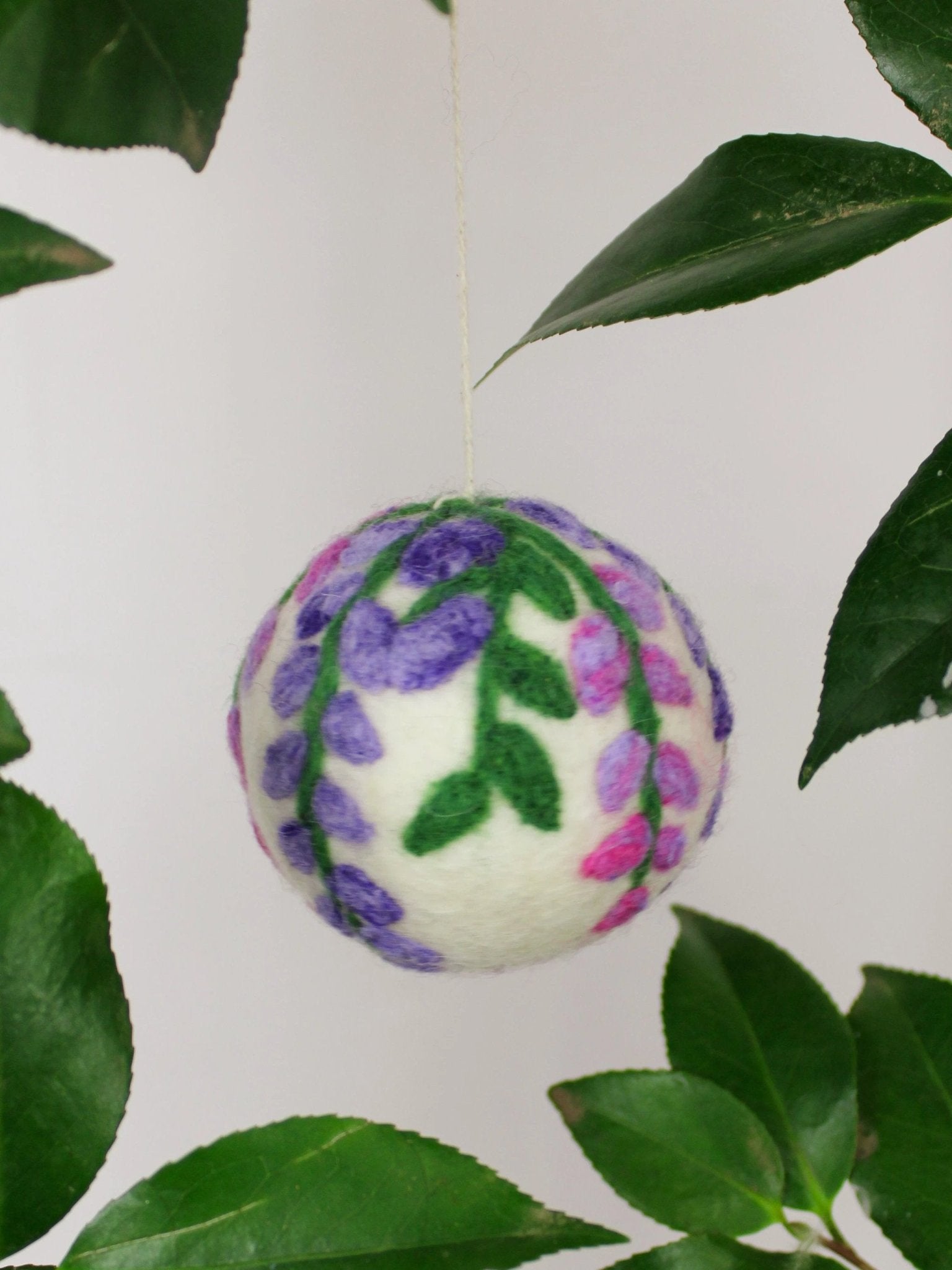 Hand Felted Wool Ball Ornament - Wisteria Bough by Ash & Rose
