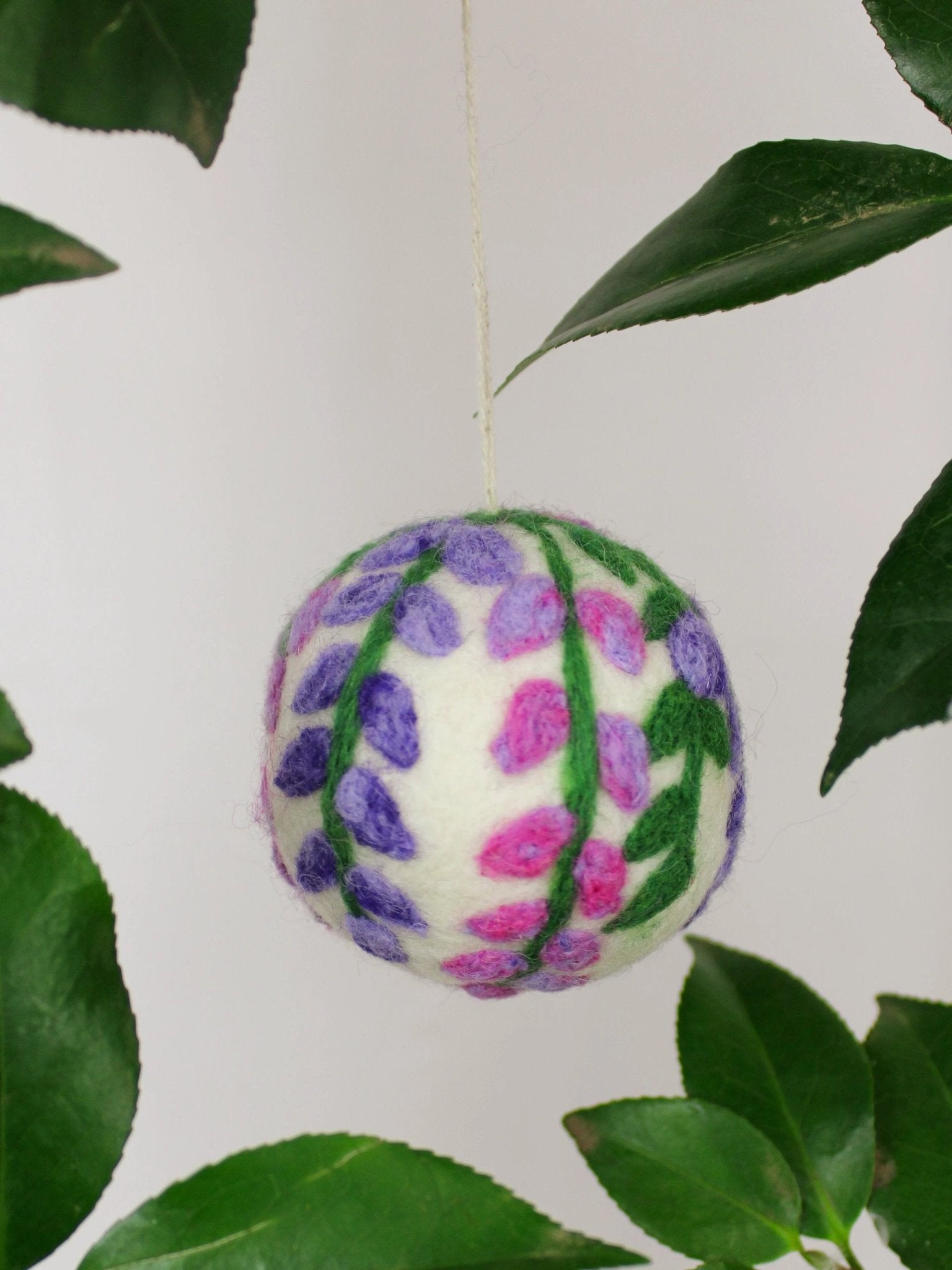 Hand Felted Wool Ball Ornament - Wisteria Bough by Ash & Rose
