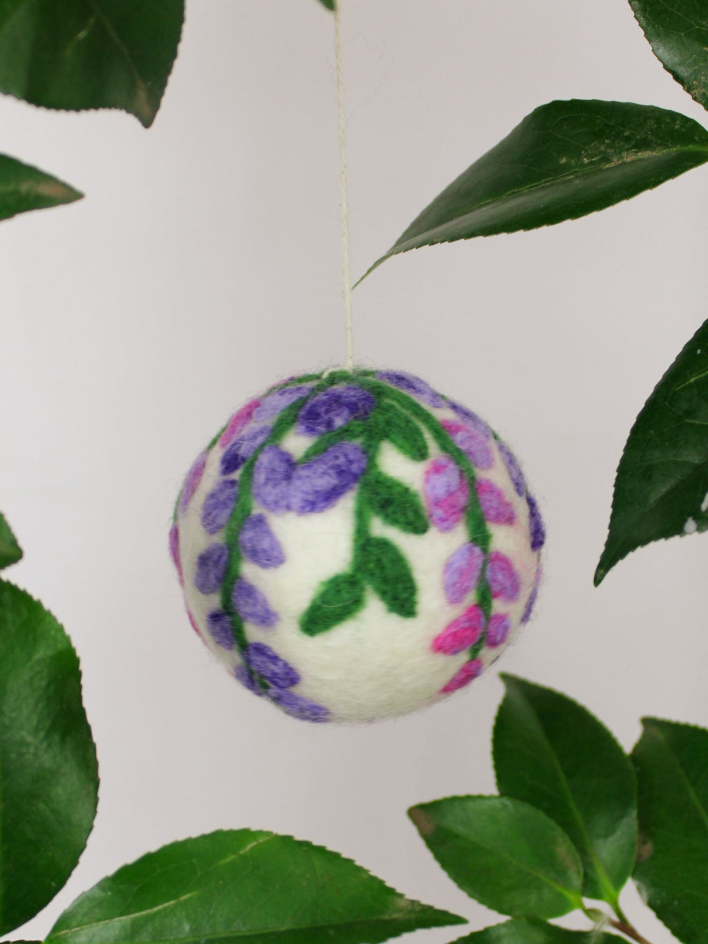 Hand Felted Wool Ball Ornament - Wisteria Bough ornament La Vie Bien Hand Felted Wool Ball Ornament - Wisteria Bough