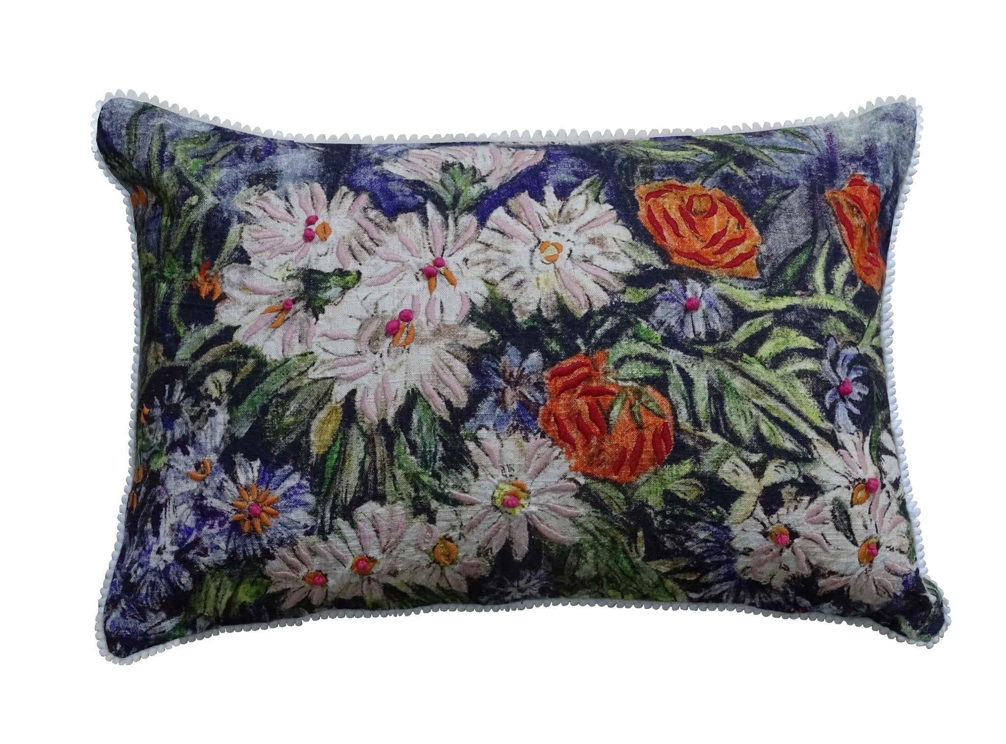 Hand Illustrated Colorful Decorative Pillow (14"X20") by Vibhsa
