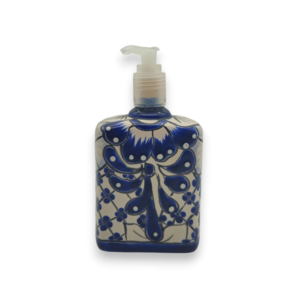 Hand-Painted Blue Talavera Soap Dispenser | Floral Ceramic Decor Talavera Soap Dispenser La Vie Bien Hand-Painted Blue Talavera Soap Dispenser | Floral Ceramic Decor