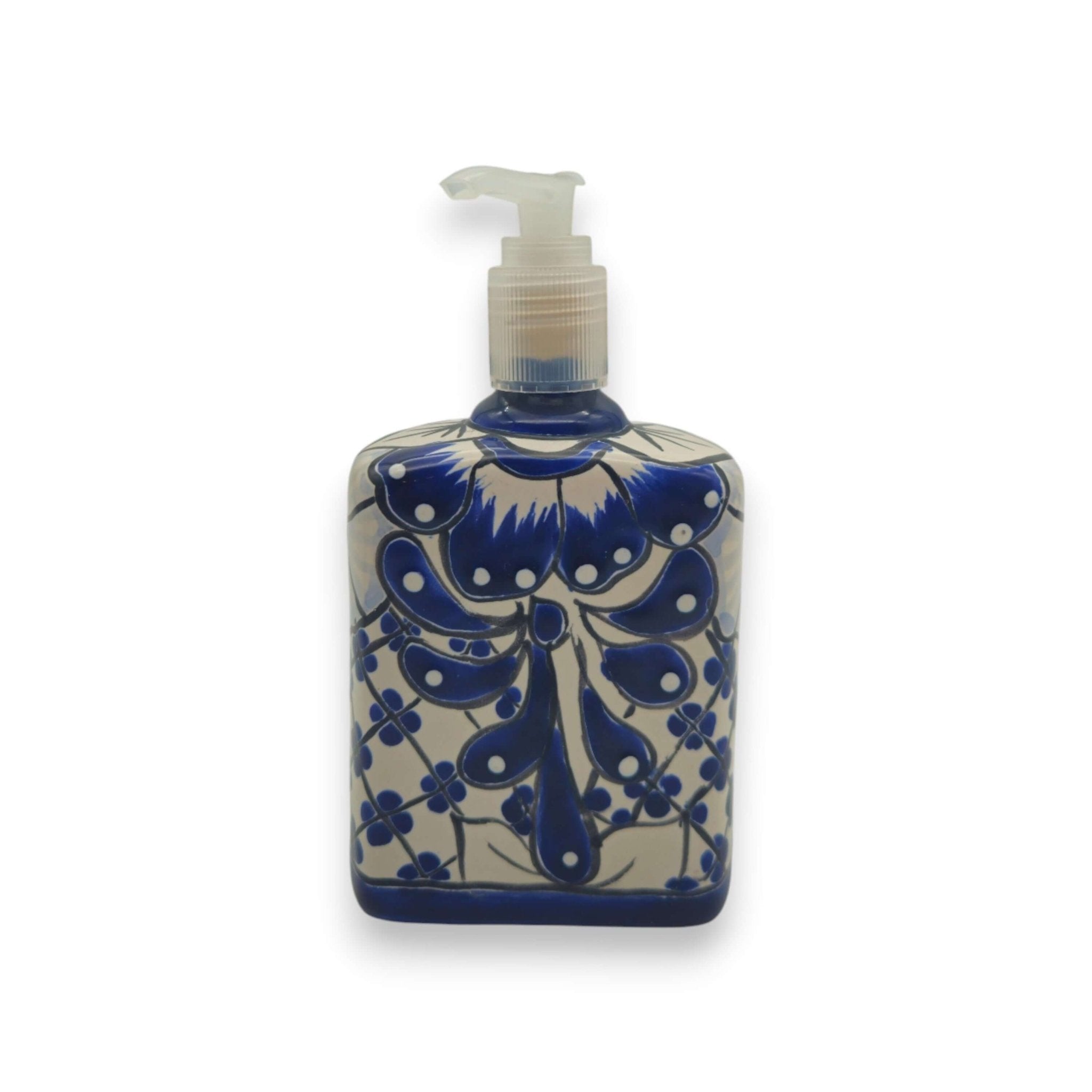 Hand-Painted Blue Talavera Soap Dispenser | Floral Ceramic Decor Talavera Soap Dispenser La Vie Bien Hand-Painted Blue Talavera Soap Dispenser | Floral Ceramic Decor
