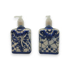 Hand-Painted Blue Talavera Soap Dispenser | Floral Ceramic Decor Talavera Soap Dispenser La Vie Bien Hand-Painted Blue Talavera Soap Dispenser | Floral Ceramic Decor