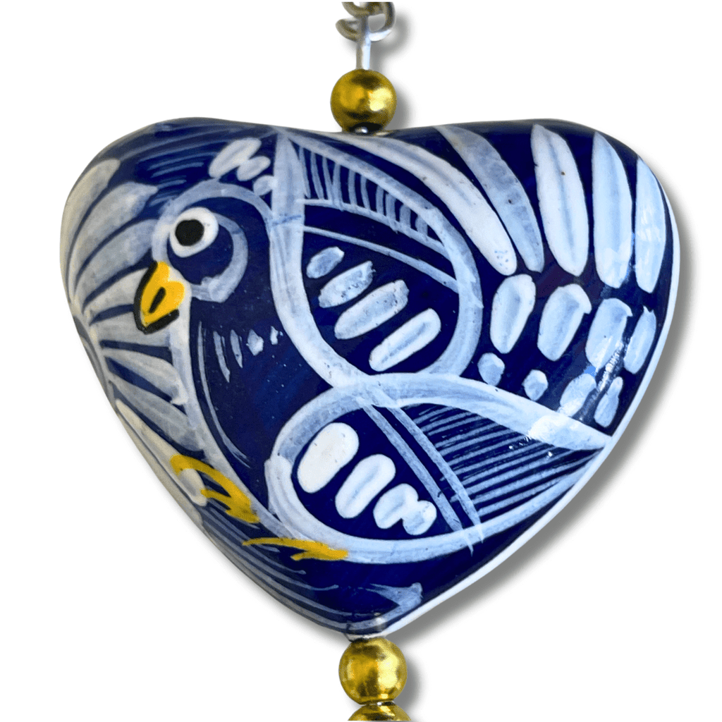 Hand Painted Bohemian Heart Clay Assorted Keychain - Mexico Keychains La Vie Bien Hand Painted Bohemian Heart Clay Assorted Keychain - Mexico