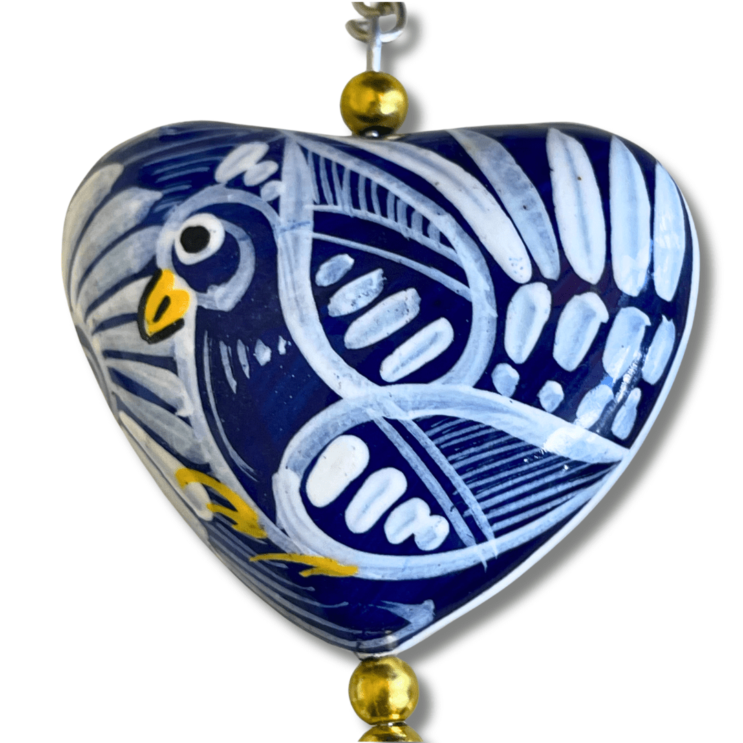 Hand Painted Bohemian Heart Clay Assorted Keychain - Mexico Keychains La Vie Bien Hand Painted Bohemian Heart Clay Assorted Keychain - Mexico