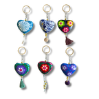 Hand Painted Bohemian Heart Clay Assorted Keychain - Mexico Keychains La Vie Bien Hand Painted Bohemian Heart Clay Assorted Keychain - Mexico