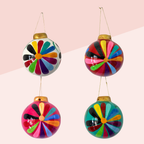 Hand - Painted Ceramic Colorful Sphere Boho Flower Ornament - Mexico ornament La Vie Bien Hand - Painted Ceramic Colorful Sphere Boho Flower Ornament - Mexico