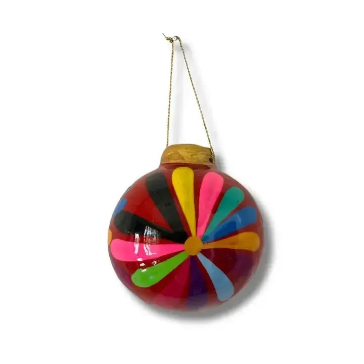 Hand - Painted Ceramic Colorful Sphere Boho Flower Ornament - Mexico ornament La Vie Bien Hand - Painted Ceramic Colorful Sphere Boho Flower Ornament - Mexico