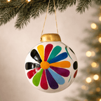 Hand - Painted Ceramic Colorful Sphere Boho Flower Ornament - Mexico ornament La Vie Bien Hand - Painted Ceramic Colorful Sphere Boho Flower Ornament - Mexico