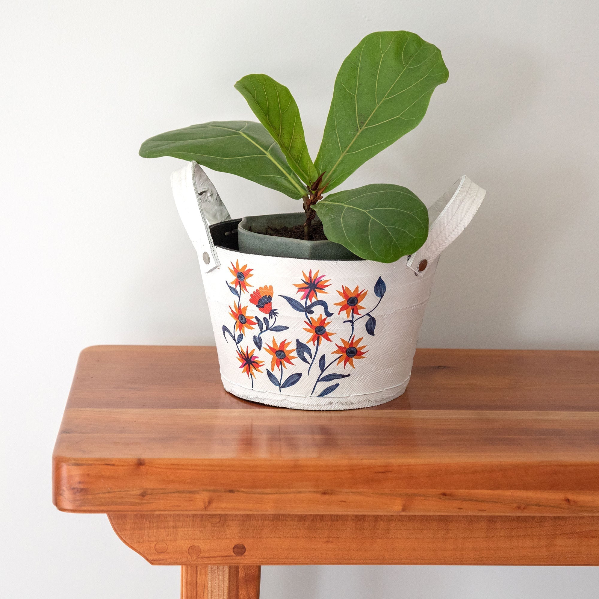 Hand Painted Folklore Recycled Rubber Planter Patio & Garden Accessories La Vie Bien Hand Painted Folklore Recycled Rubber Planter