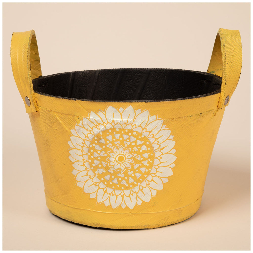 Hand Painted Folklore Recycled Rubber Planter Patio & Garden Accessories La Vie Bien Hand Painted Folklore Recycled Rubber Planter