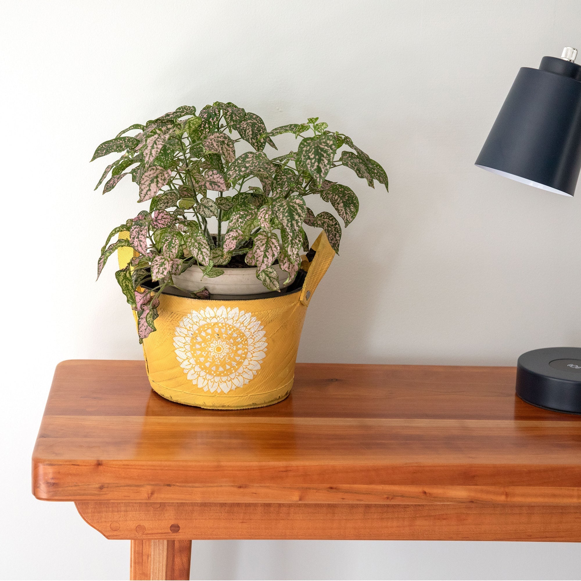 Hand Painted Folklore Recycled Rubber Planter Patio & Garden Accessories La Vie Bien Hand Painted Folklore Recycled Rubber Planter