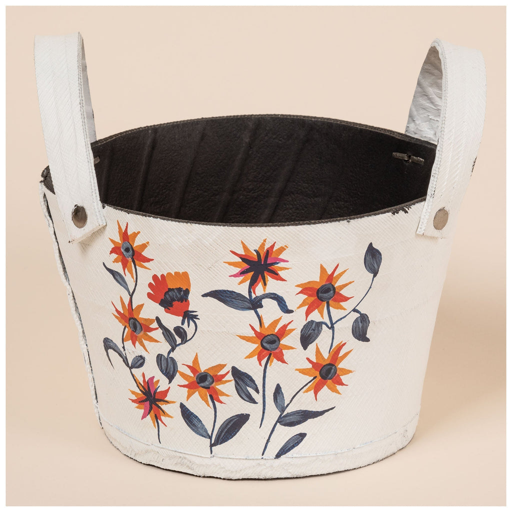 Hand Painted Folklore Recycled Rubber Planter Patio & Garden Accessories La Vie Bien Hand Painted Folklore Recycled Rubber Planter