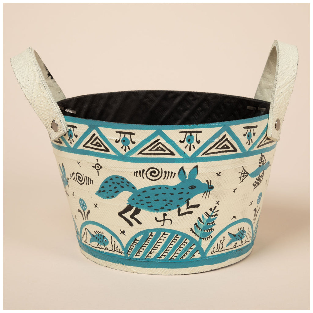 Hand Painted Folklore Recycled Rubber Planter Patio & Garden Accessories La Vie Bien Hand Painted Folklore Recycled Rubber Planter