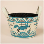 Hand Painted Folklore Recycled Rubber Planter Patio & Garden Accessories La Vie Bien Hand Painted Folklore Recycled Rubber Planter