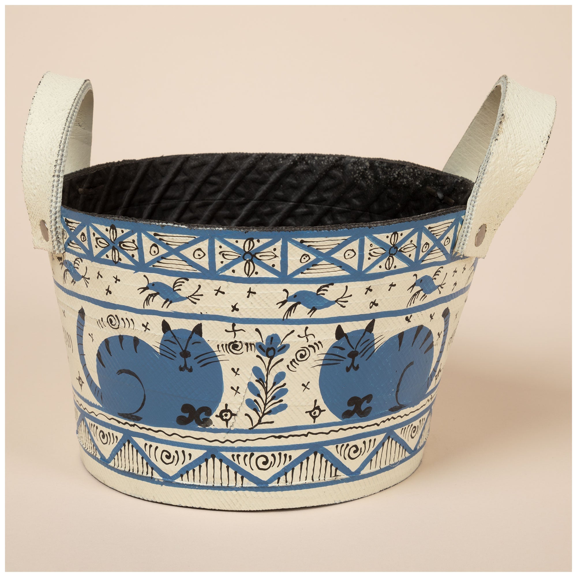 Hand Painted Folklore Recycled Rubber Planter Patio & Garden Accessories La Vie Bien Hand Painted Folklore Recycled Rubber Planter