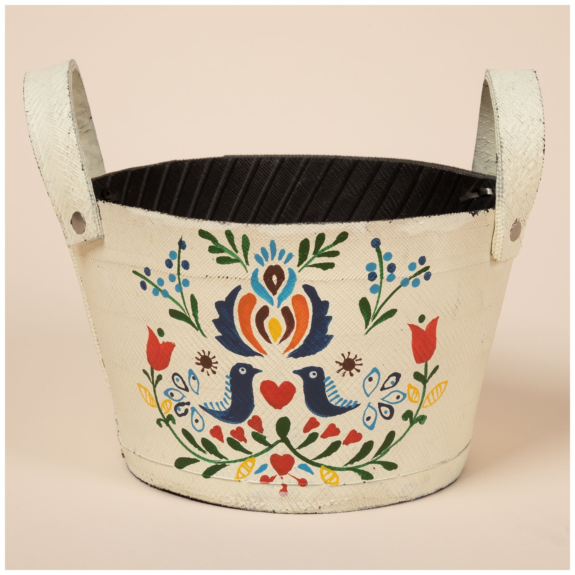 Hand Painted Folklore Recycled Rubber Planter Patio & Garden Accessories La Vie Bien Hand Painted Folklore Recycled Rubber Planter