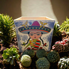 Hand - Painted Frida Kahlo Talavera Pot | Mexican Folk Art Planter Talavera Flower Pot La Vie Bien Hand - Painted Frida Kahlo Talavera Pot | Mexican Folk Art Planter