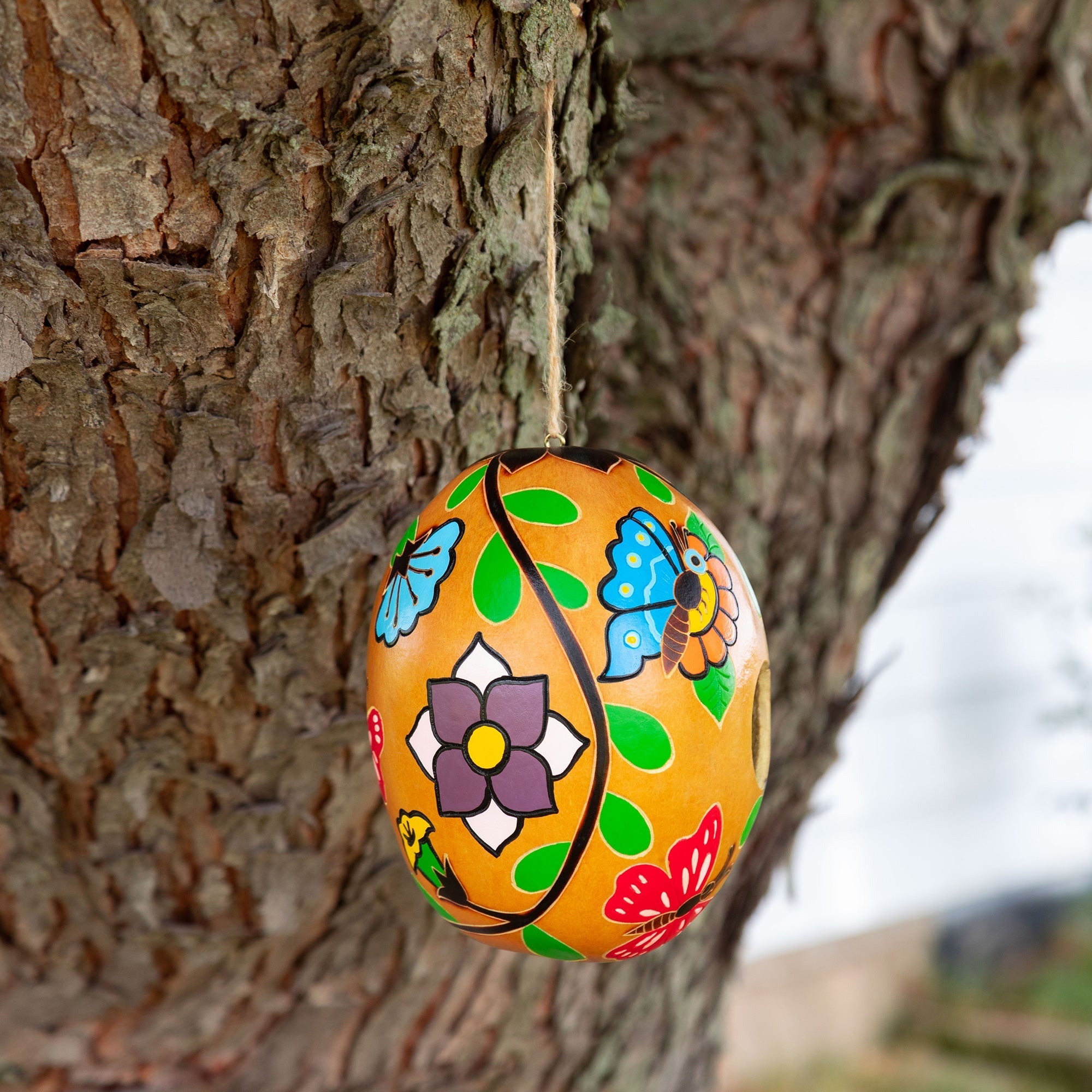 Hand Painted Gourd Birdhouse Backyard Habitat La Vie Bien Hand Painted Gourd Birdhouse