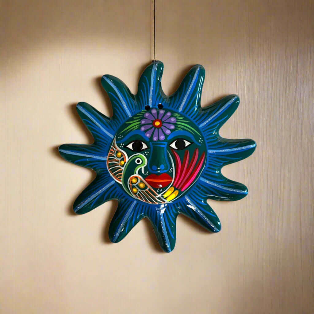 Hand - Painted Guerrero Sun Wall Art | Mexican Folk Decor Guerrero Wall Art La Vie Bien Hand - Painted Guerrero Sun Wall Art | Mexican Folk Decor