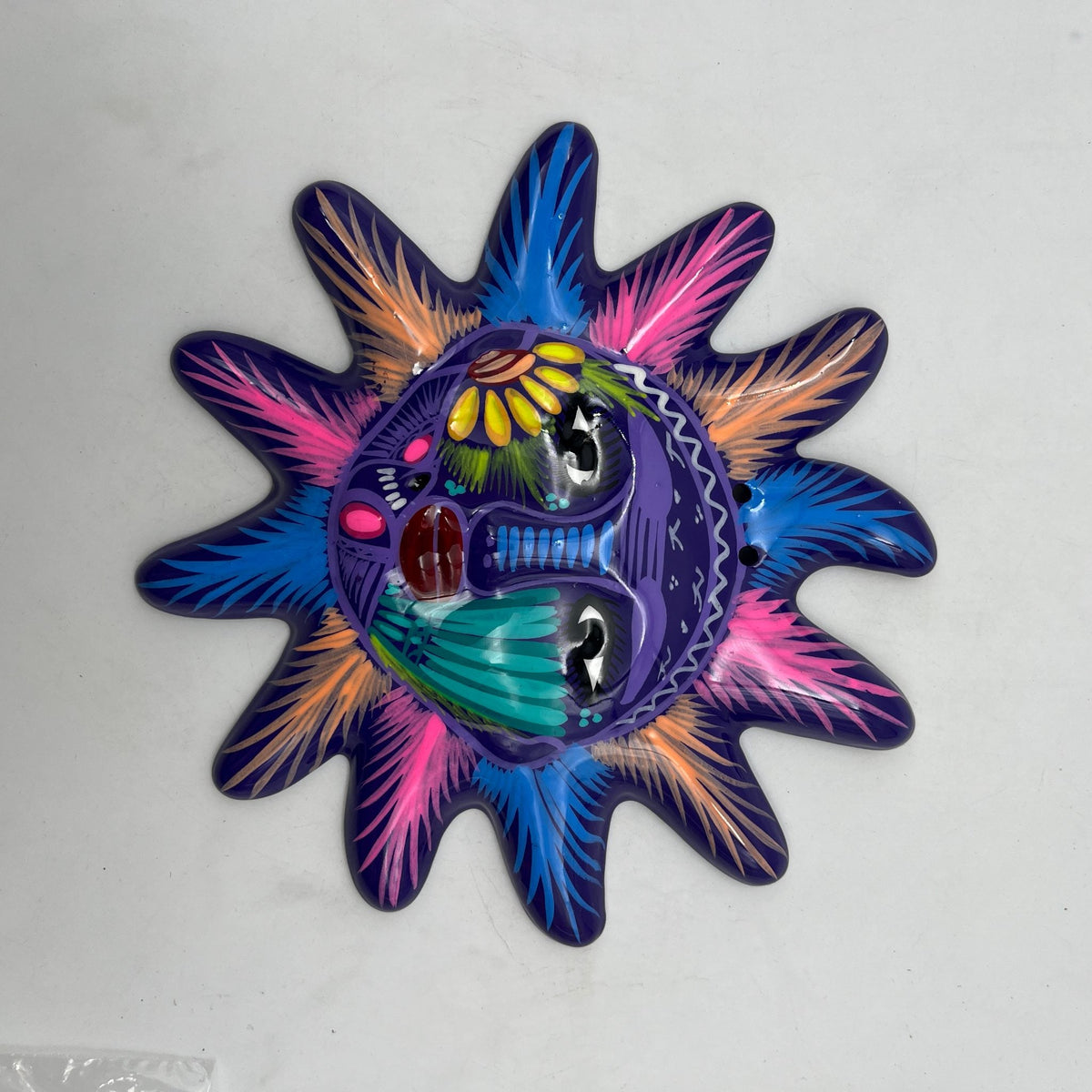 Hand-Painted Guerrero Sun Wall Art | Mexican Folk Decor