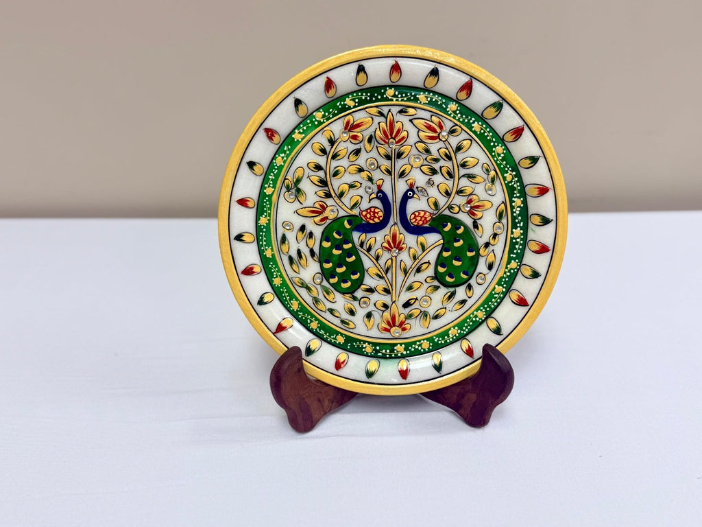 Hand Painted Marble Decorative Plates - 9 Inches La Vie Bien Hand Painted Marble Decorative Plates - 9 Inches
