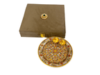 Hand-painted Marble Pooja Plate with Roli Chawal Bowls in Velvet Gift Box La Vie Bien Hand-painted Marble Pooja Plate with Roli Chawal Bowls in Velvet Gift Box