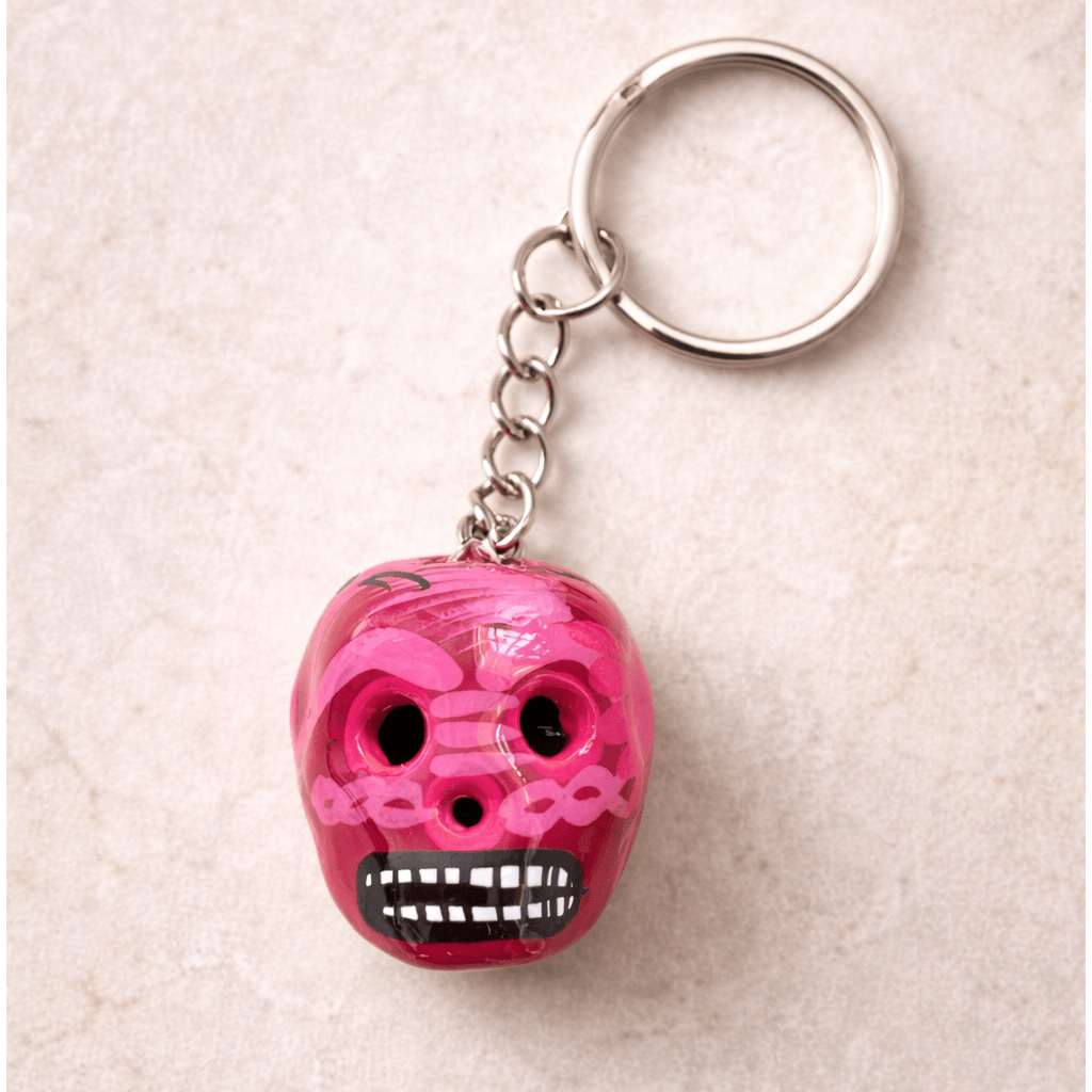 Hand - Painted Mini Sugar Skull Floral Keychain - Mexico Keychains La Vie Bien Hand - Painted Mini Sugar Skull Floral Keychain - Mexico