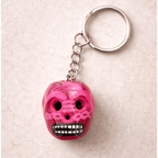 Hand - Painted Mini Sugar Skull Floral Keychain - Mexico Keychains La Vie Bien Hand - Painted Mini Sugar Skull Floral Keychain - Mexico