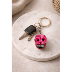 Hand - Painted Mini Sugar Skull Floral Keychain - Mexico Keychains La Vie Bien Hand - Painted Mini Sugar Skull Floral Keychain - Mexico