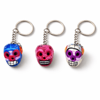 Hand - Painted Mini Sugar Skull Floral Keychain - Mexico Keychains La Vie Bien Hand - Painted Mini Sugar Skull Floral Keychain - Mexico