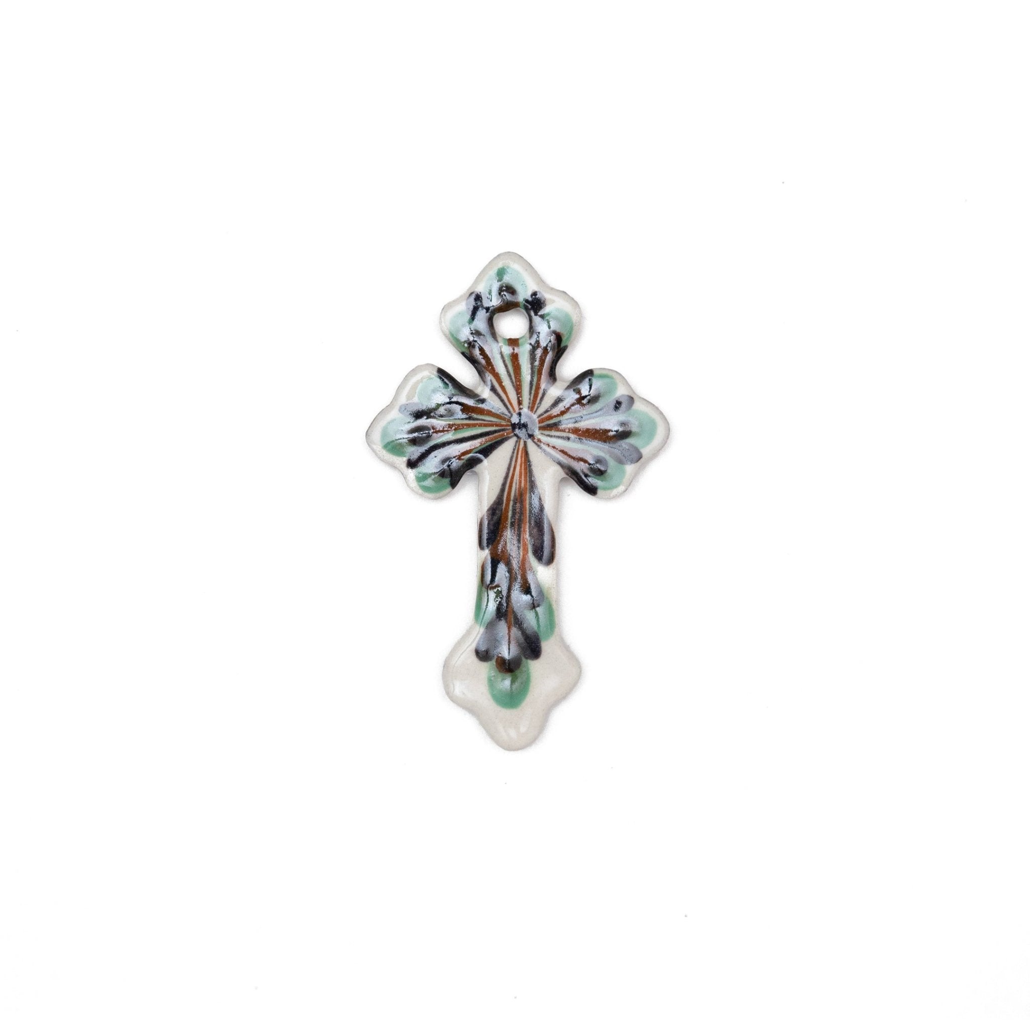 Hand - Painted Stoneware Cross Home La Vie Bien Hand - Painted Stoneware Cross