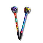Hand - Painted Sugar Skull Ceramic Floral Pen - Unique Mexican Design - Mexico Accessories La Vie Bien Hand - Painted Sugar Skull Ceramic Floral Pen - Unique Mexican Design - Mexico