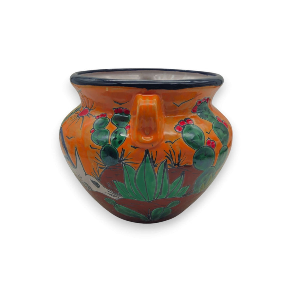 Hand-Painted Talavera Cactus Flower Pot | Desert Michoacana Planter Talavera Planter La Vie Bien Hand-Painted Talavera Cactus Flower Pot | Desert Michoacana Planter