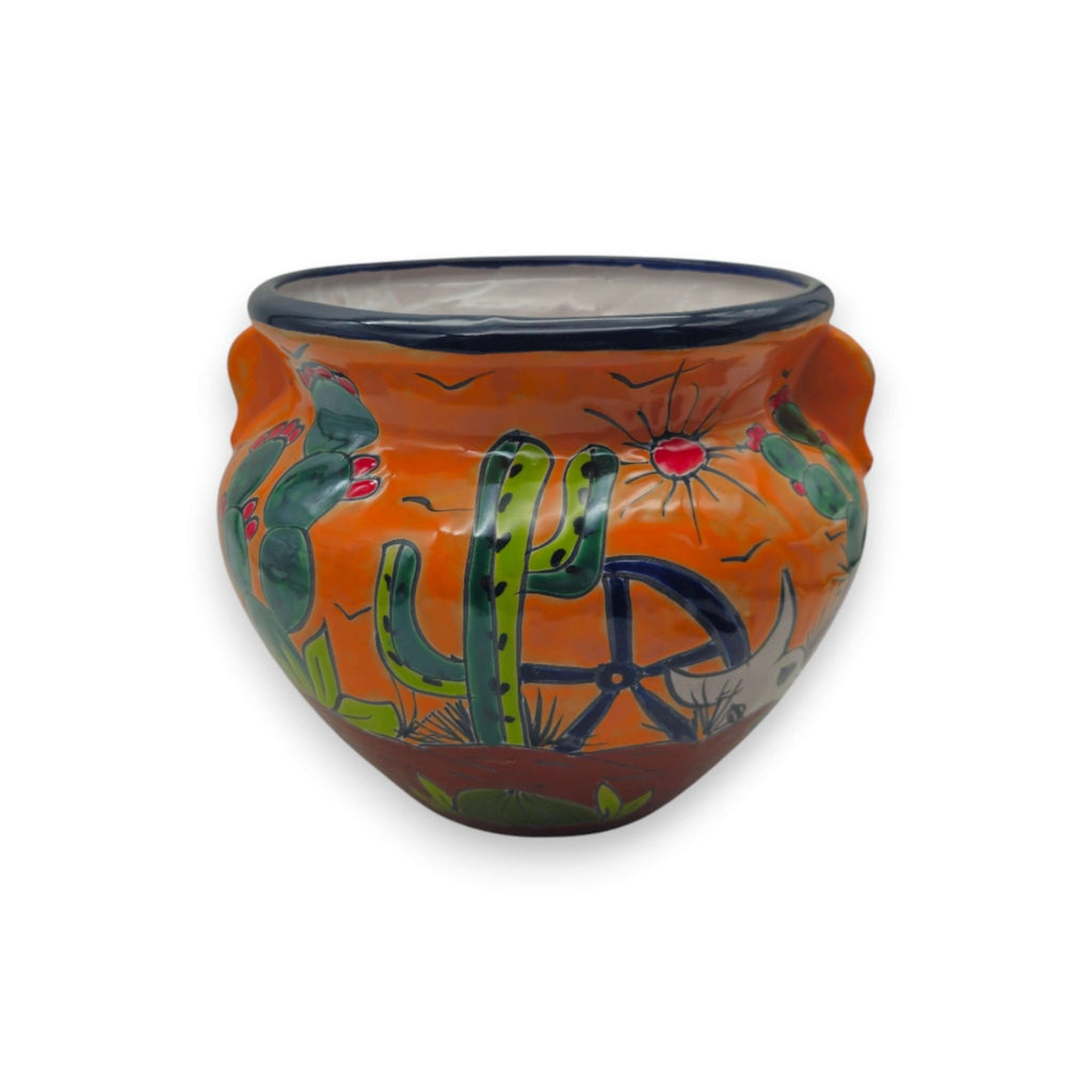 Hand-Painted Talavera Cactus Flower Pot | Desert Michoacana Planter Talavera Planter La Vie Bien Hand-Painted Talavera Cactus Flower Pot | Desert Michoacana Planter