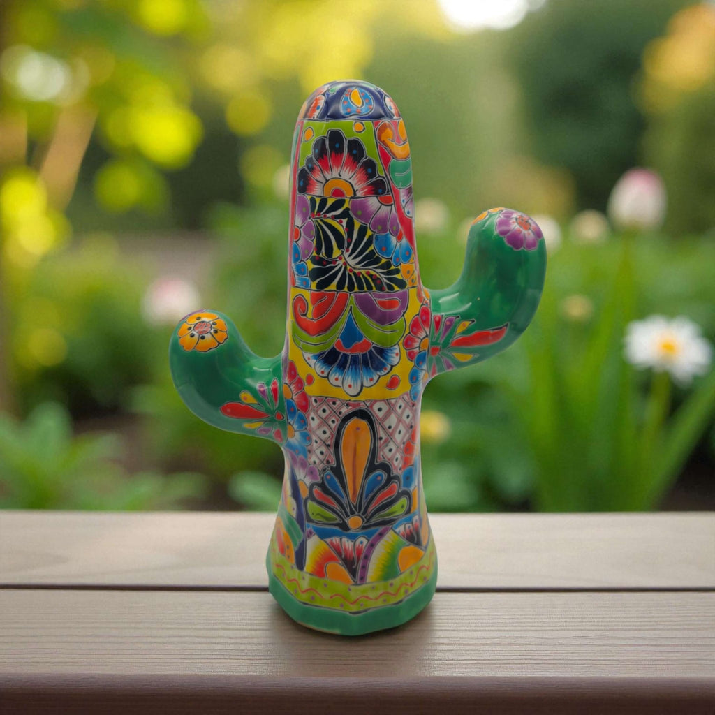 Hand-Painted Talavera Cactus | Vibrant Mexican Ceramic Art Talavera Statue La Vie Bien Hand-Painted Talavera Cactus | Vibrant Mexican Ceramic Art
