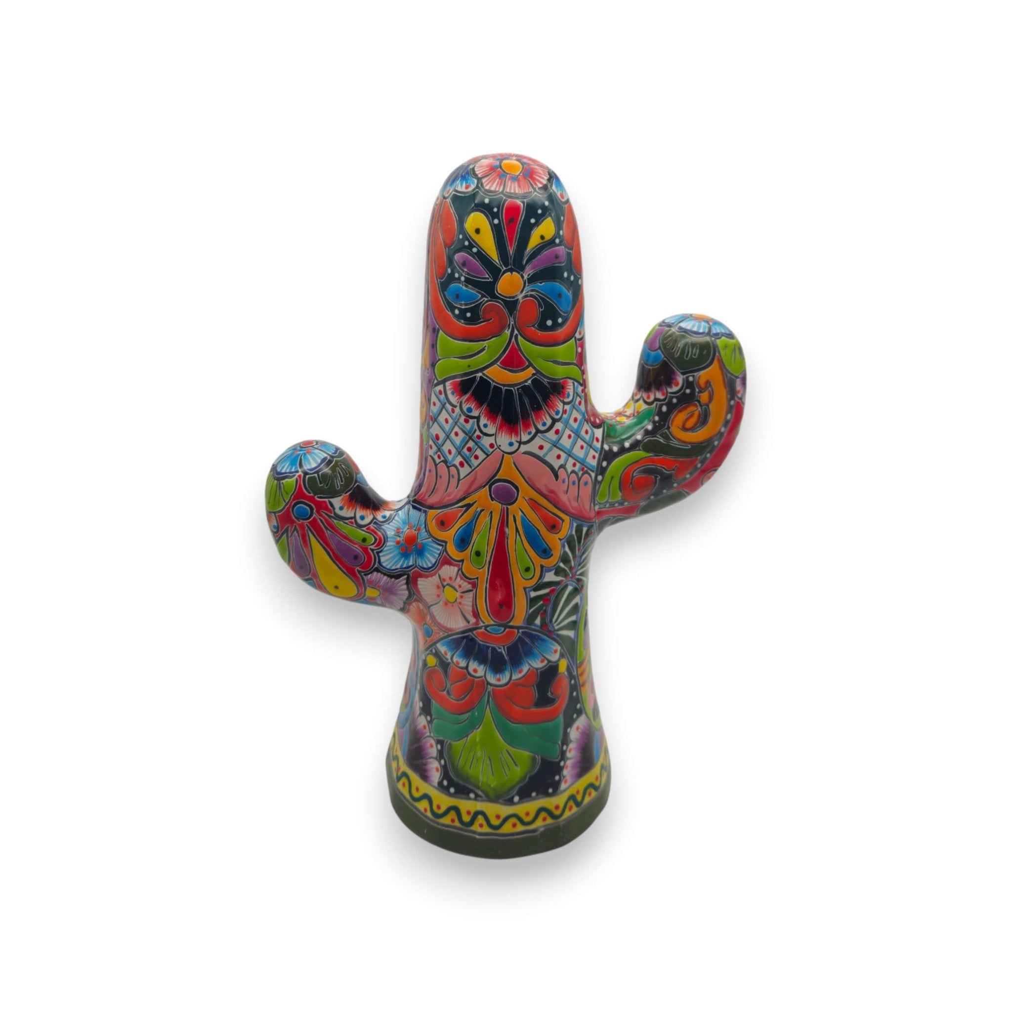 Hand - Painted Talavera Cactus | Vibrant Mexican Ceramic Art Talavera Statue La Vie Bien Hand - Painted Talavera Cactus | Vibrant Mexican Ceramic Art