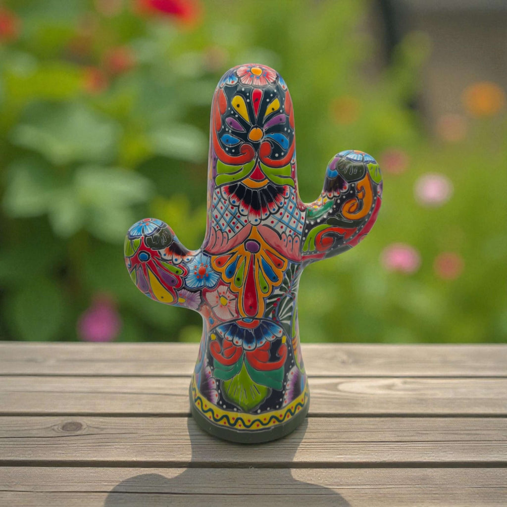 Hand-Painted Talavera Cactus | Vibrant Mexican Ceramic Art Talavera Statue La Vie Bien Hand-Painted Talavera Cactus | Vibrant Mexican Ceramic Art