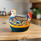 Talavera Chicken Planter | Hand-Painted Mexican Ceramic Statue