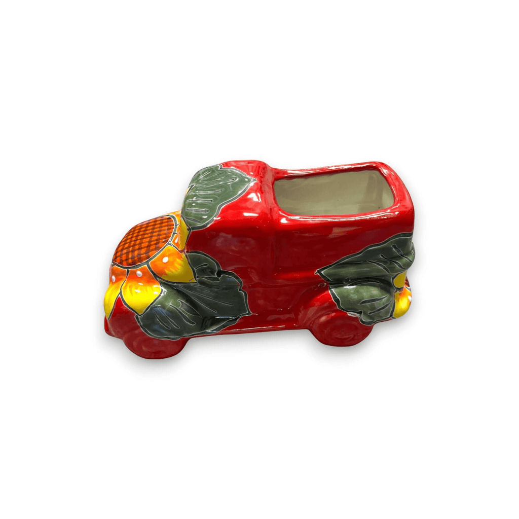 Hand-Painted Talavera Car Planter | Colorful Ceramic Car Statue (Small)