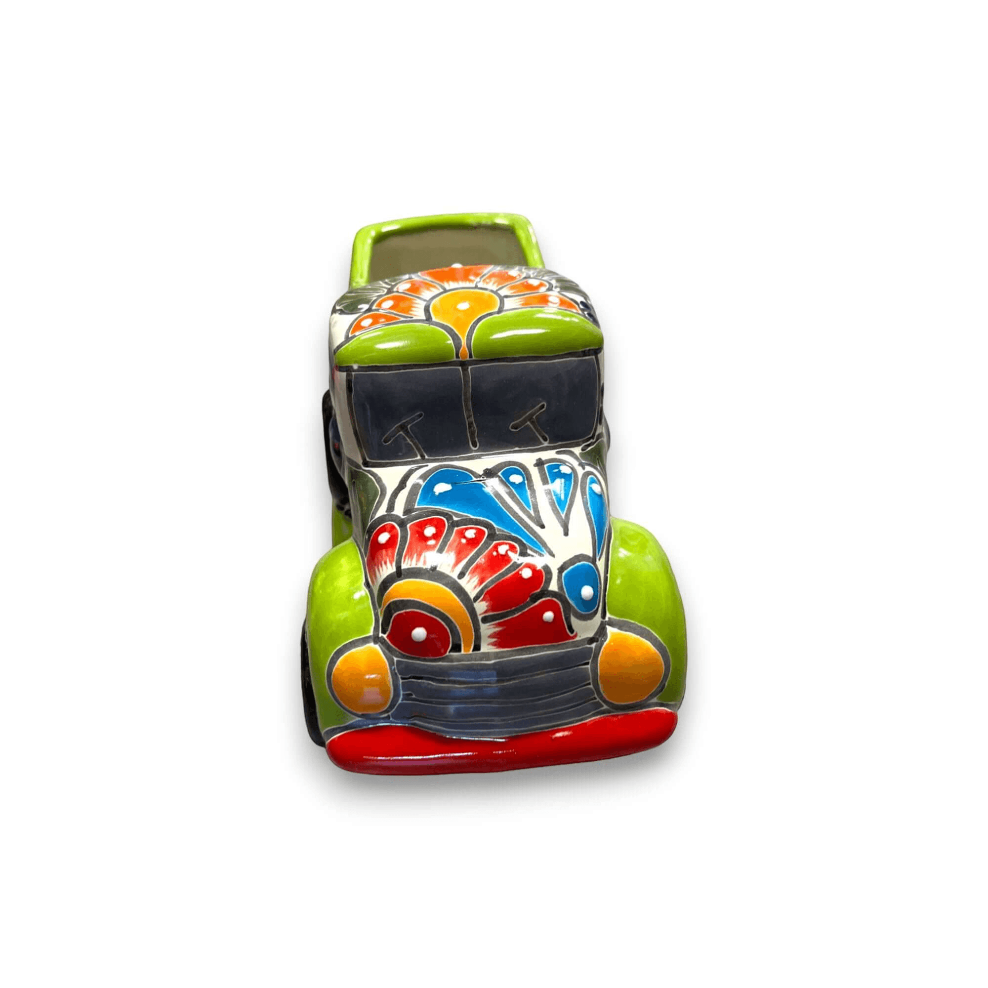 Hand-Painted Talavera Car Planter | Colorful Ceramic Car Statue (Small)